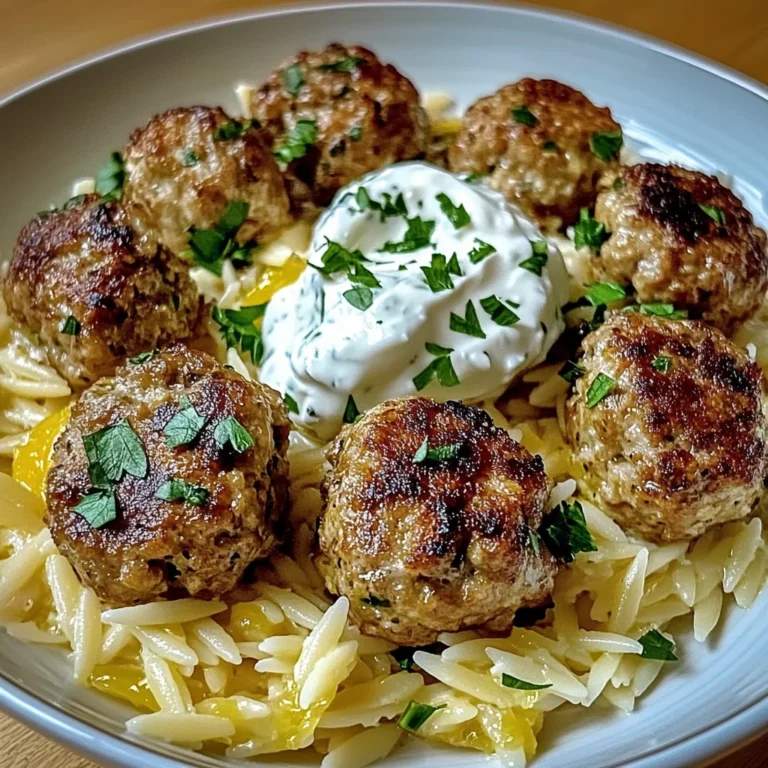 Boulettes Grecques & Orzo Citronné avec Crème de Feta