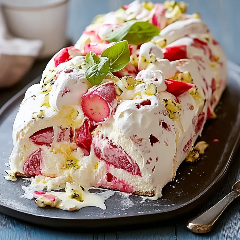 Pavlova roulée rhubarbe mascarpone