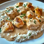 Poulet crémeux et riz en sauce