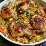 Riz au four poulet légumes