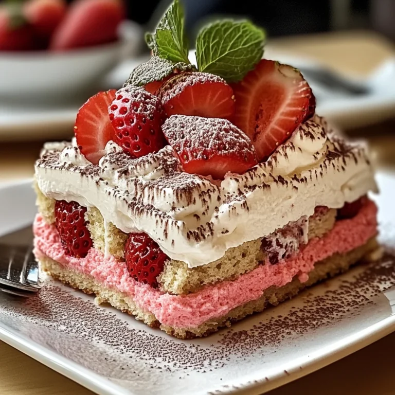 Tiramisu à la fraise avec biscuits roses de Reims