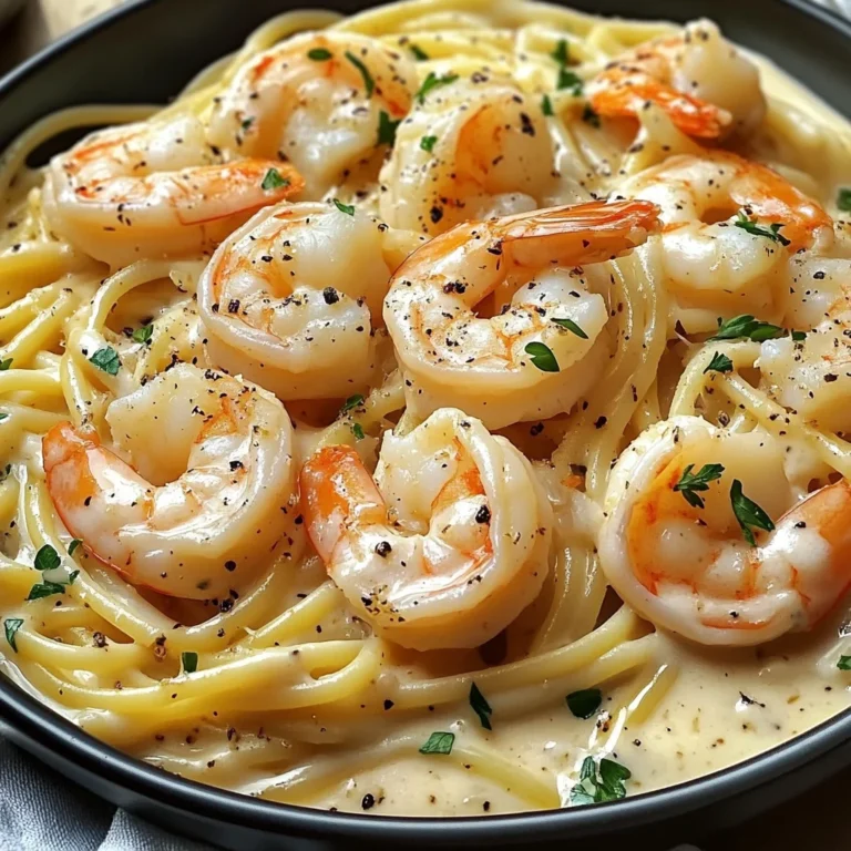 Pâtes crémeuses ail crevettes