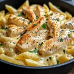 Pâtes au poulet et sauce crémeuse au boursin